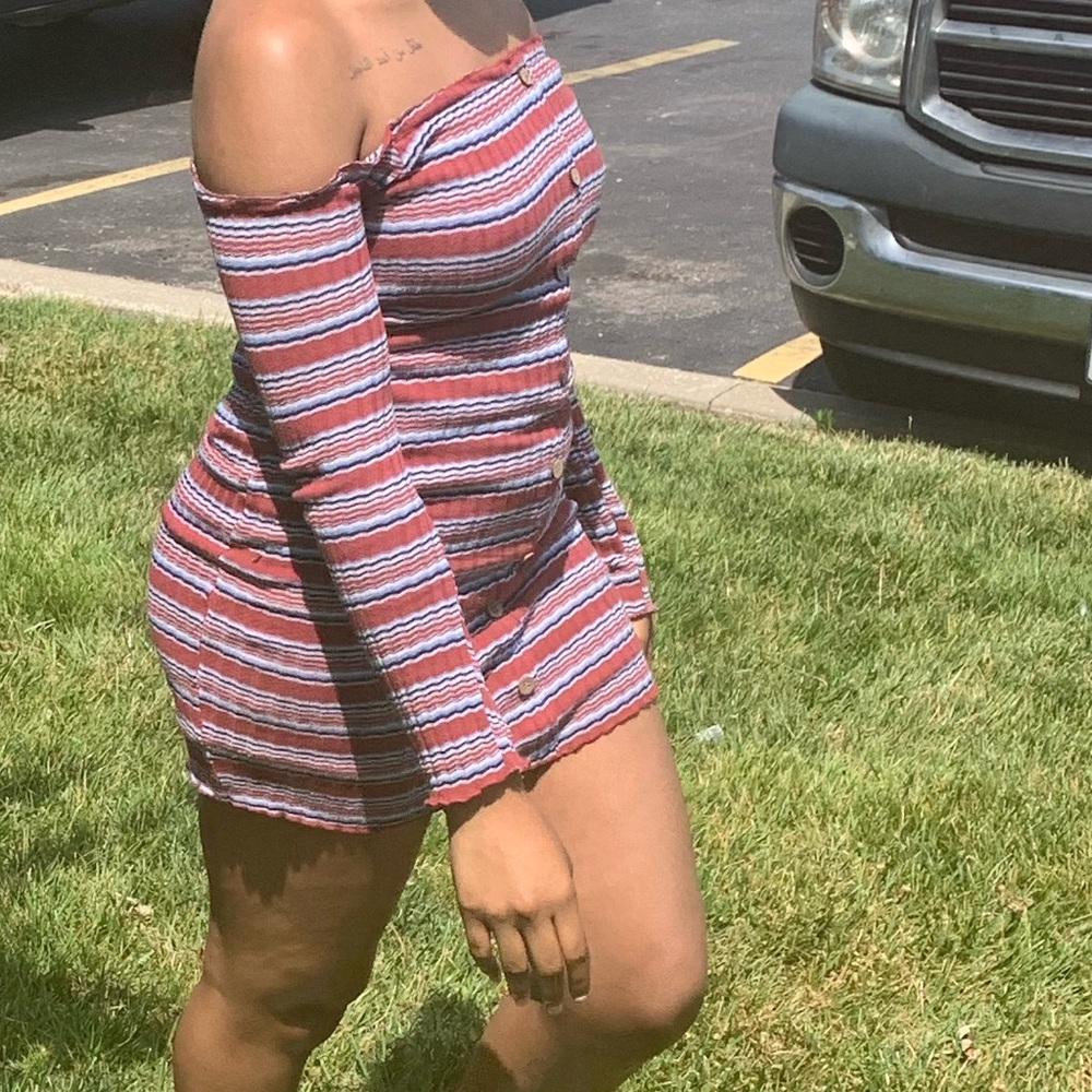 Striped Fitted Mini Dress